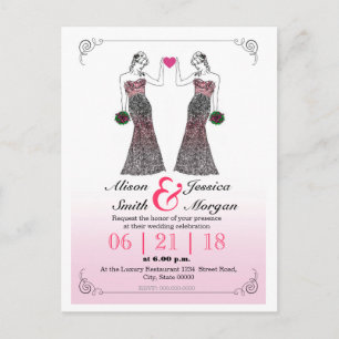 Convite de casamento lésbico - Noiva e Noiva