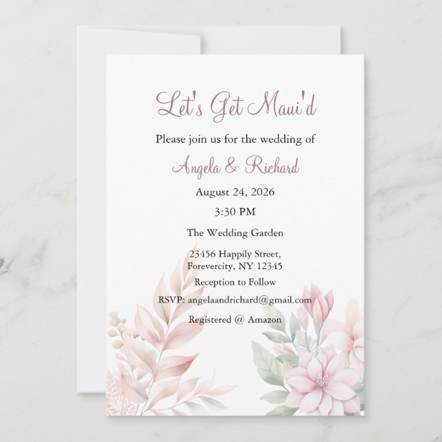 Convite de Casamento Let's get Maui'd, Chá de Noiv (Frente)