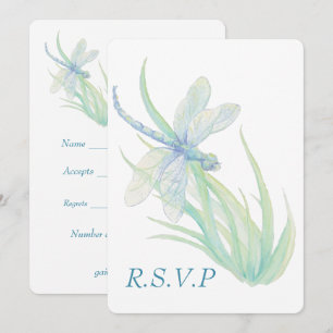 Convite de Casamento Libélula Azul Aquarela