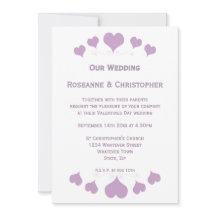 Convite de Casamento Lilac Hearts Design