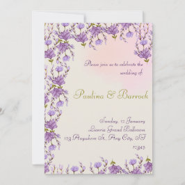 convite de casamento lilás