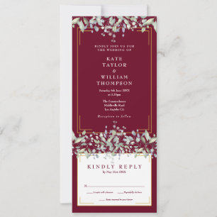 Convite de Casamento Lilás Burgundy All In One