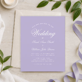 Convite de Casamento Lilás Simples Orçamento Roxo