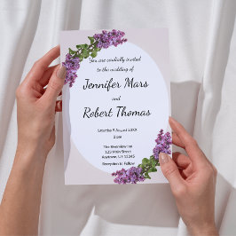 Convite de Casamento Lilases e Creme