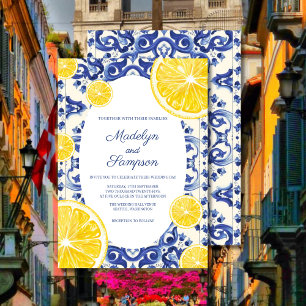 Convite de casamento limão La Dolce vita moderno