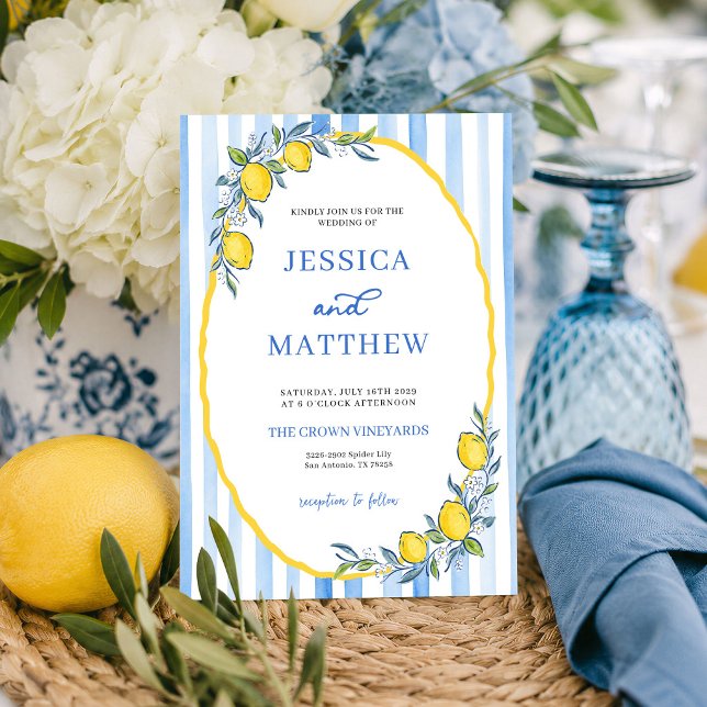 Convite de Casamento Limão Mediterrâneo   (Criador carregado)