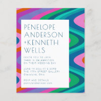 Convite de casamento Linhas Curvas Coloridas do Gr