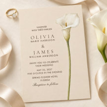 Convite de Casamento Lírio-de-Calla Champanhe