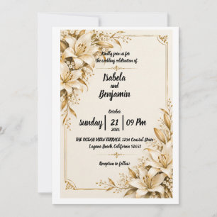 Convite de Casamento Lírio Dourado