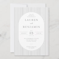 Convite de Casamento Listrado Cinza Elegante