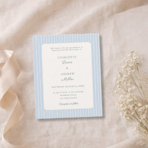Convite de Casamento Listrado de Azul Poeirento e