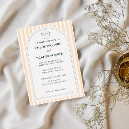Convite de Casamento Listrado de Pêssego e Creme
