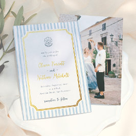 Convite de Casamento Listras Azuis Retro Caprichos