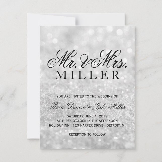 Convite De Casamento - Lit Silver Glit Fab (Frente)