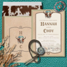 Convite de Casamento Longhorn Western Wrangler