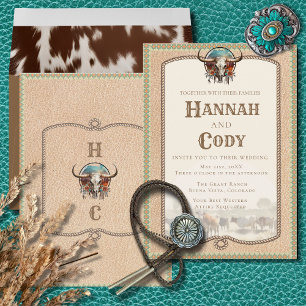 Convite de Casamento Longhorn Western Wrangler