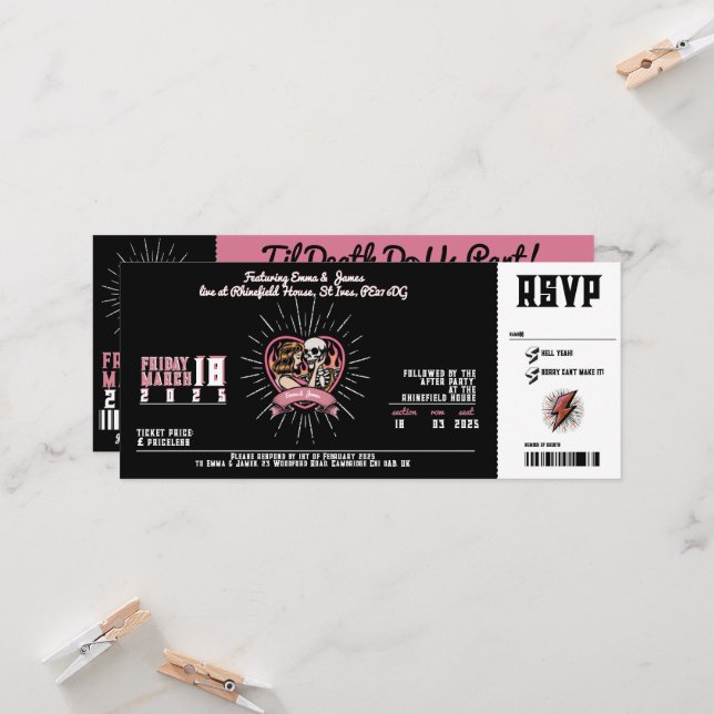 Convite de Casamento Love Groove Rock and Roll (Frente/Verso In Situ)