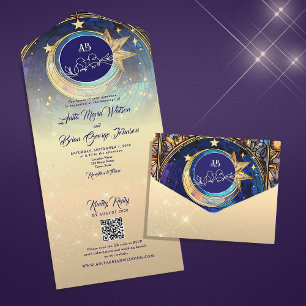 Convite de Casamento Lua e Estrelas Tudo Em Um