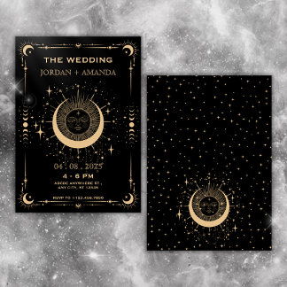 Convite de casamento lua sol tarot Boho