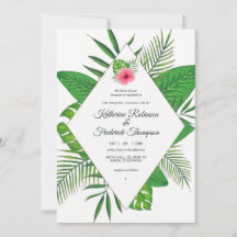 Convite de casamento Luau havaiano aquarela