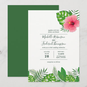 Convite de casamento Luau havaiano aquarela