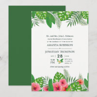 Convite de Casamento Luau Havaiano Aquarela Aloha