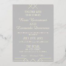 Convite de Casamento Luxo Marfim e Prata