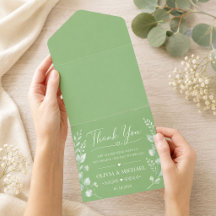 Convite de Casamento Luxo Verde Sage