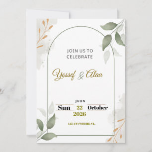 Convite de Casamento Luxuoso Acentos Dourados
