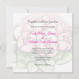 Convite de Casamento Luxuoso Aquarela com Peônias