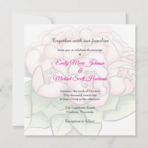 Convite de Casamento Luxuoso Aquarela com Peônias 