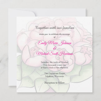 Convite de Casamento Luxuoso Aquarela com Peônias