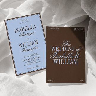 Convite de Casamento Luxuoso Azul e Marrom Dinheir