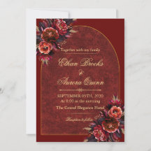 Convite de Casamento Luxuoso Burgundy e Dourado