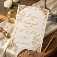 Convite de Casamento Luxuoso com Folha de Ouro | E