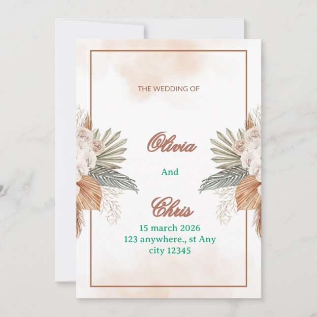 Convite de Casamento Luxuoso e Elegante (Frente)