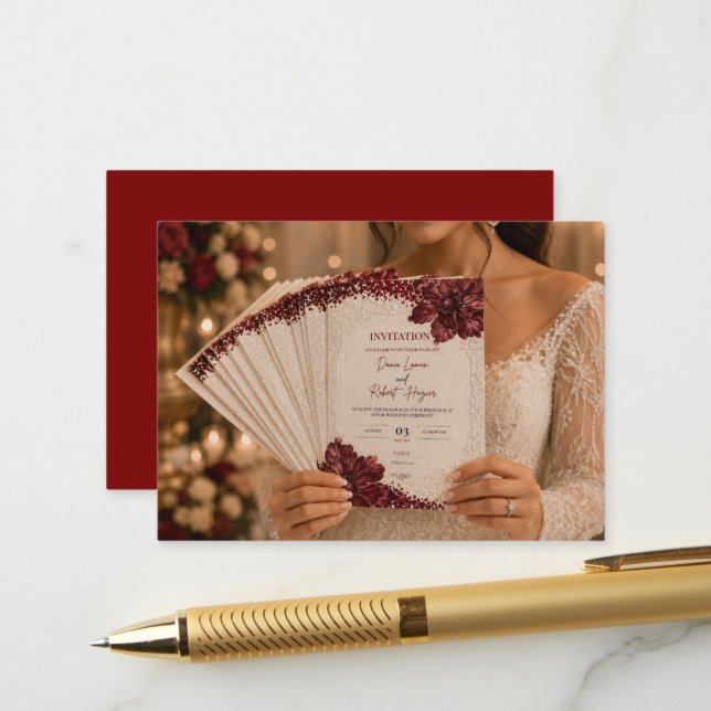 Convite de Casamento Luxuoso Editável (Frente/Verso In Situ)
