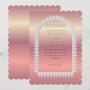 Convite de Casamento Luxuoso em Rosa Dourado com B