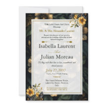 Convite de Casamento Luxuoso Floral Escuro Elegant