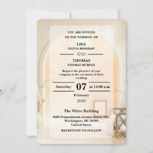 Convite de Casamento Luxuoso Ivory Cloud Dancer