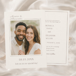 Convite de casamento luxuoso moderno em marfim e t