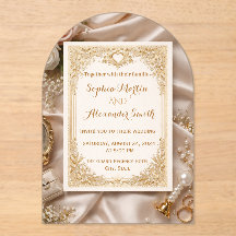 Convite de Casamento Luxuoso Ornamentado a Ouro