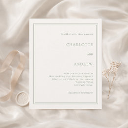 Convite de casamento luxuoso simples em verde marf