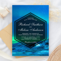 Convite de Casamento Luzes do Aurora Boreal Ártica