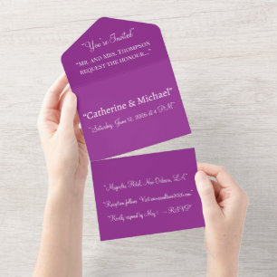 Convite de casamento magenta preto com estilo míni