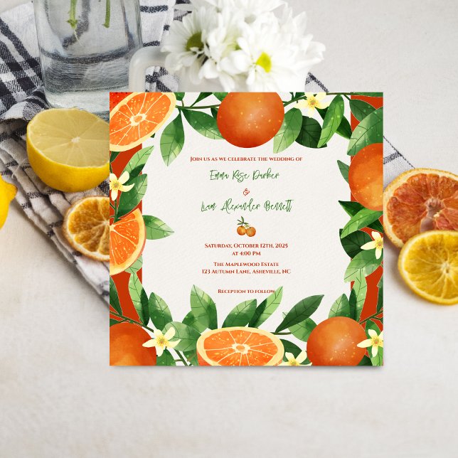 Convite de Casamento Magnético de Pomar de Citros  (Rustic Citrus Orchard Magnetic Wedding Invitation)