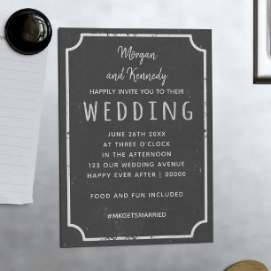 Convite de Casamento Magnético Quadro Negro Rústic
