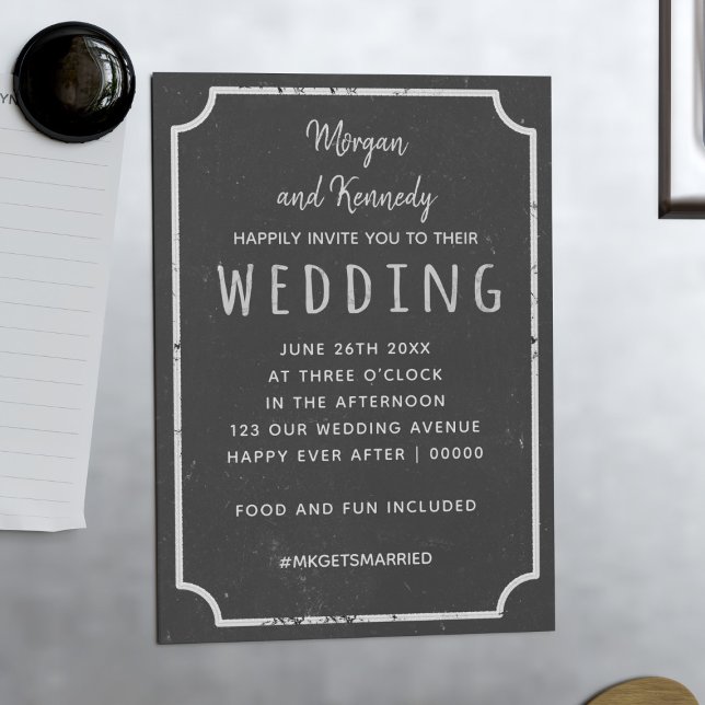 Convite de Casamento Magnético Quadro Negro Rústic (A magnetic wedding invitation with a casual rustic chalkboard vibe. Just add the details of yours)
