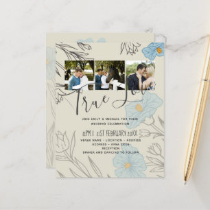 Convite de Casamento Magnólia Azul Poppy BUDGET