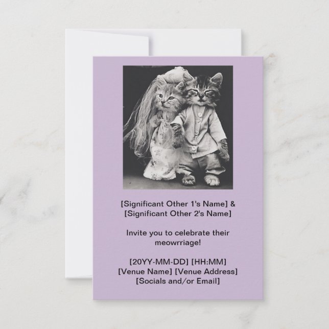 Convite De Casamento Mais Justo E Pensado Em Gatos (Frente)
